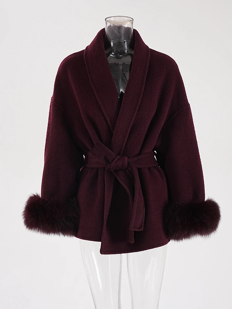 Elegant Long Sleeve Woolen Coat