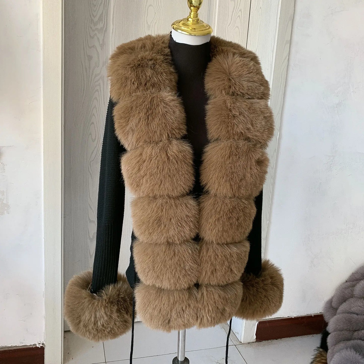 Faux Fur Knit Cardigan