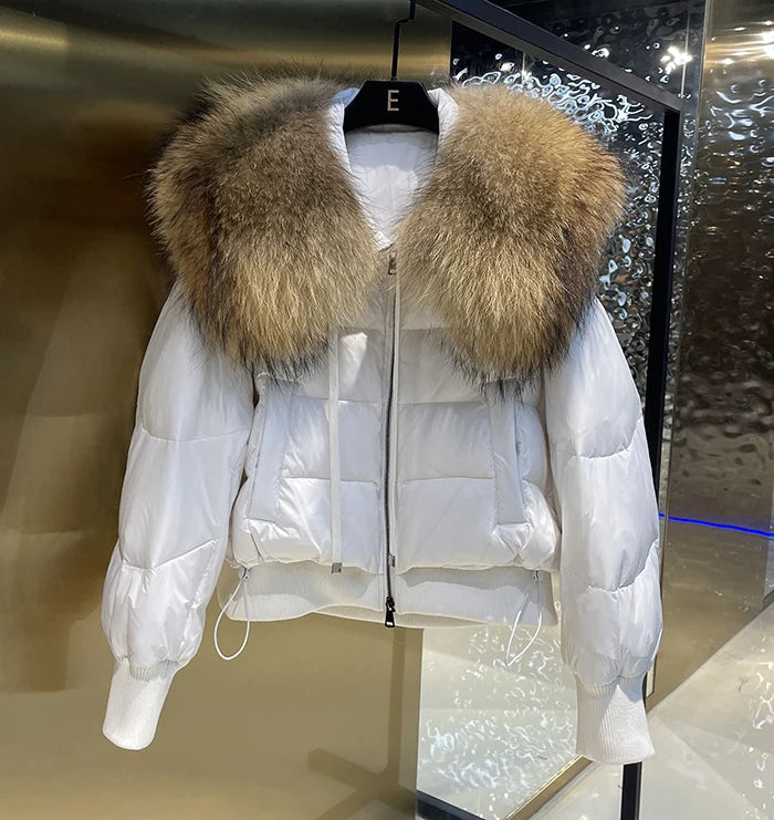 Puffer Coat with Fur Detail