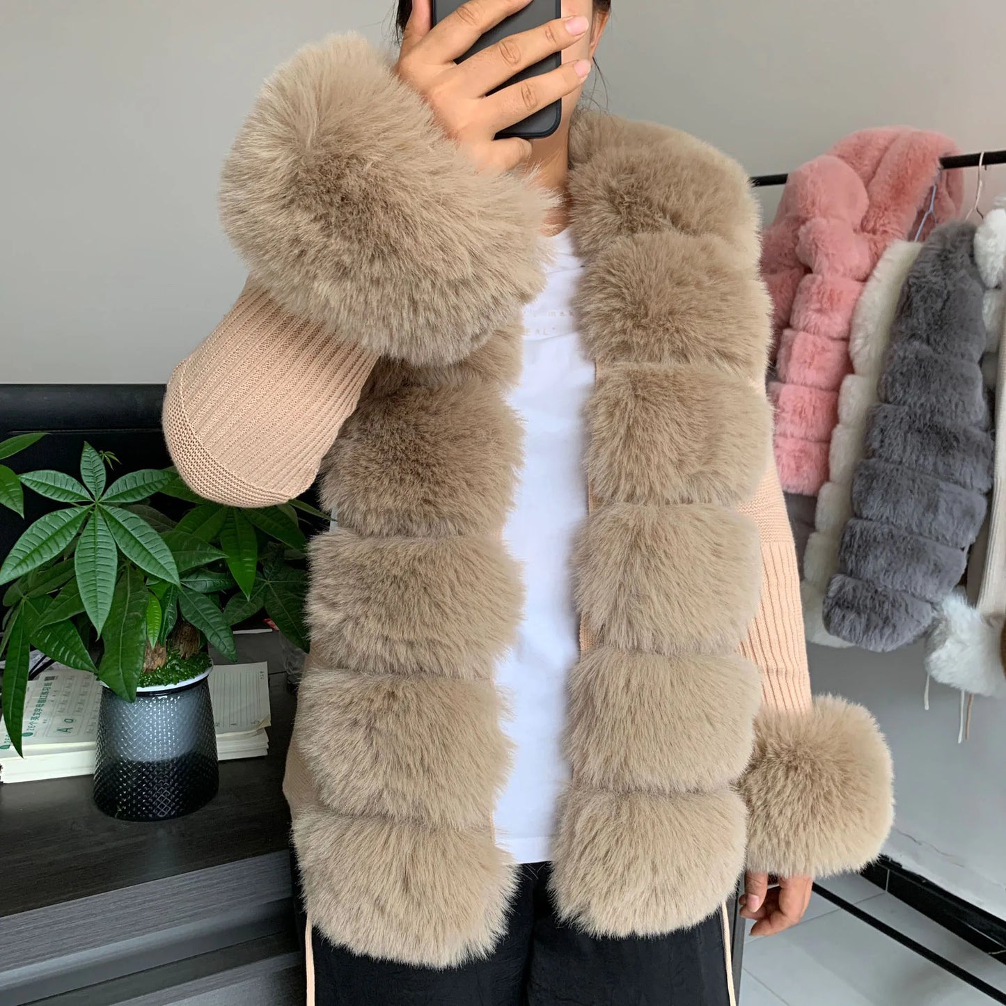 Faux Fur Knit Cardigan