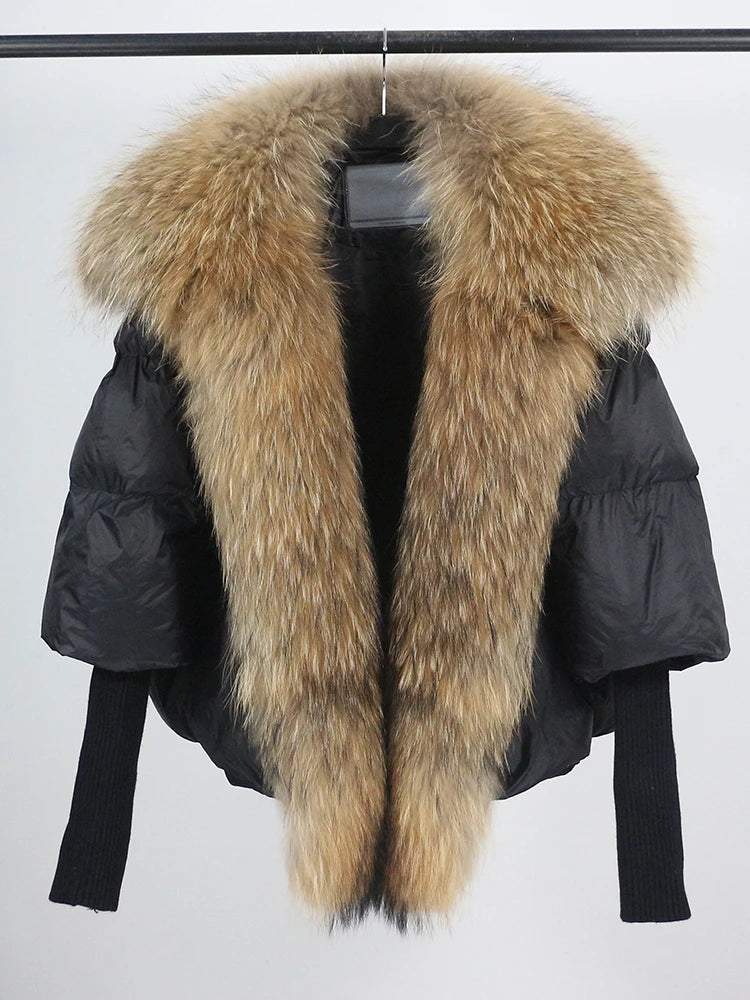 Fur Luxury Coat with Knit Sleeve