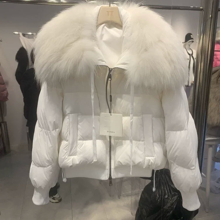 Puffer Coat with Fur Detail