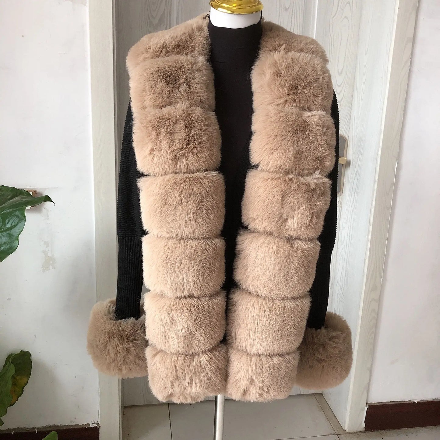 Faux Fur Knit Cardigan