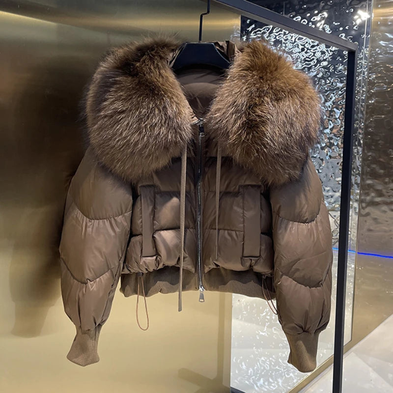 Puffer Coat with Fur Detail