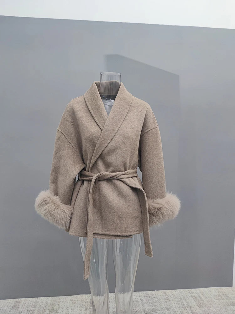 Elegant Long Sleeve Woolen Coat