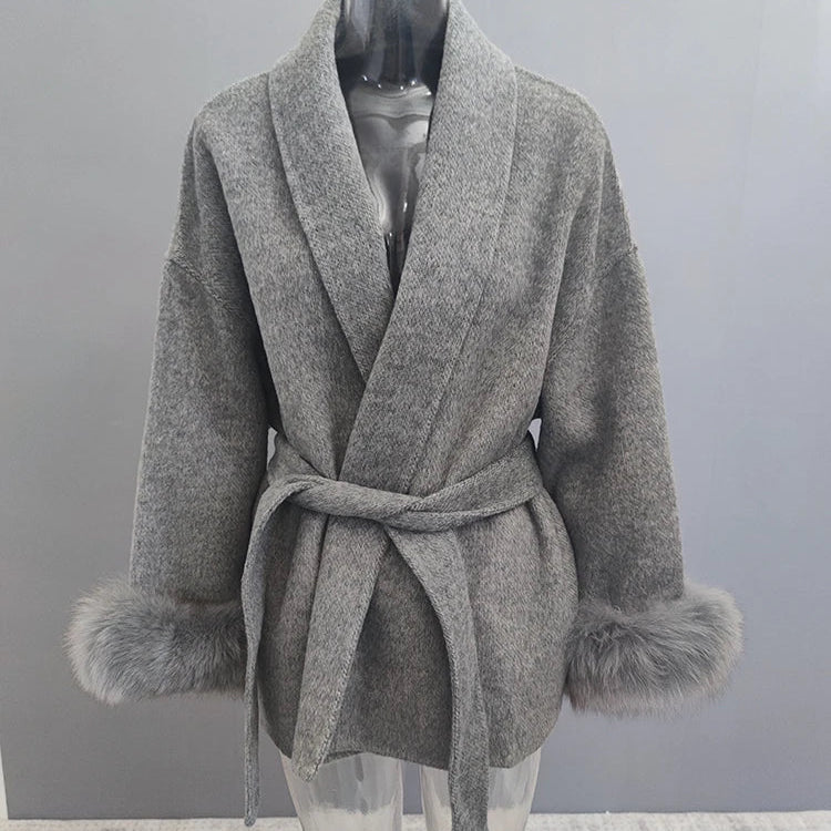 Elegant Long Sleeve Woolen Coat