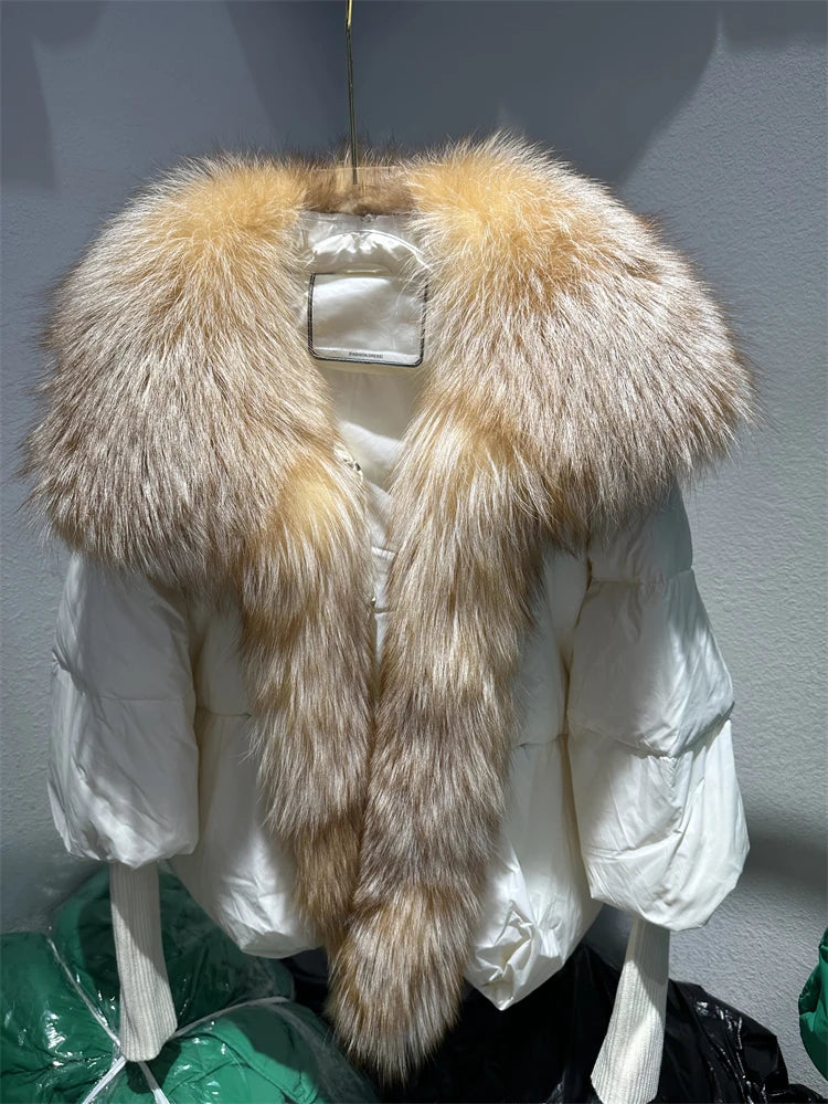 Fur Luxury Coat with Knit Sleeve