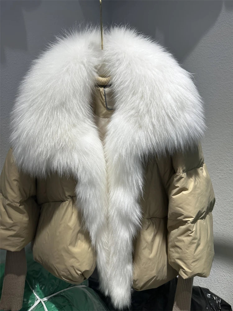 Fur Luxury Coat with Knit Sleeve