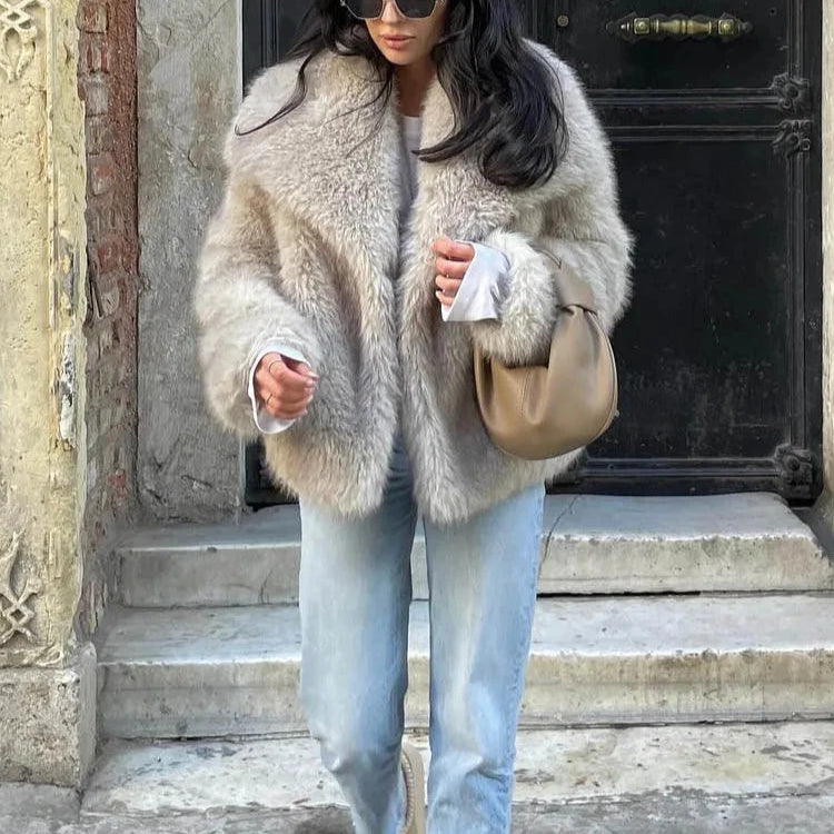 Cropped Faux Fur Jacket