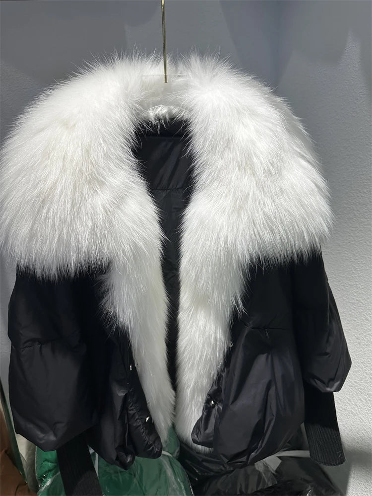 Fur Luxury Coat with Knit Sleeve