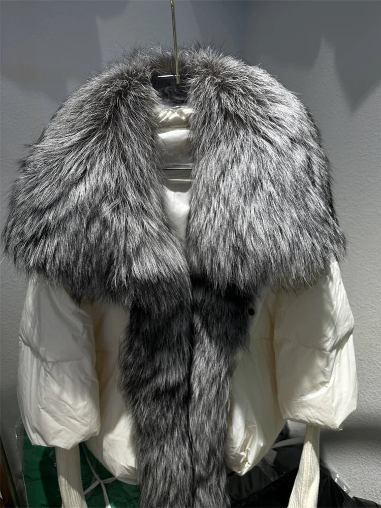 Fur Luxury Coat with Knit Sleeve