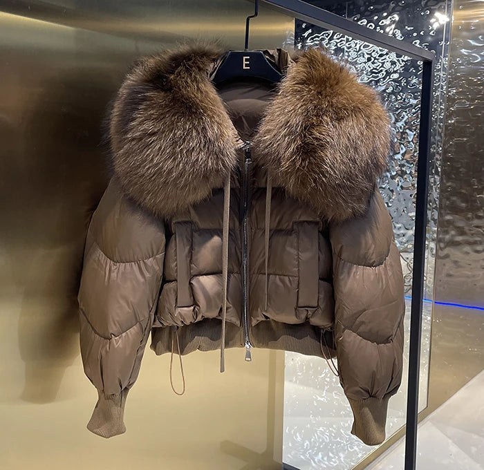 Puffer Coat with Fur Detail