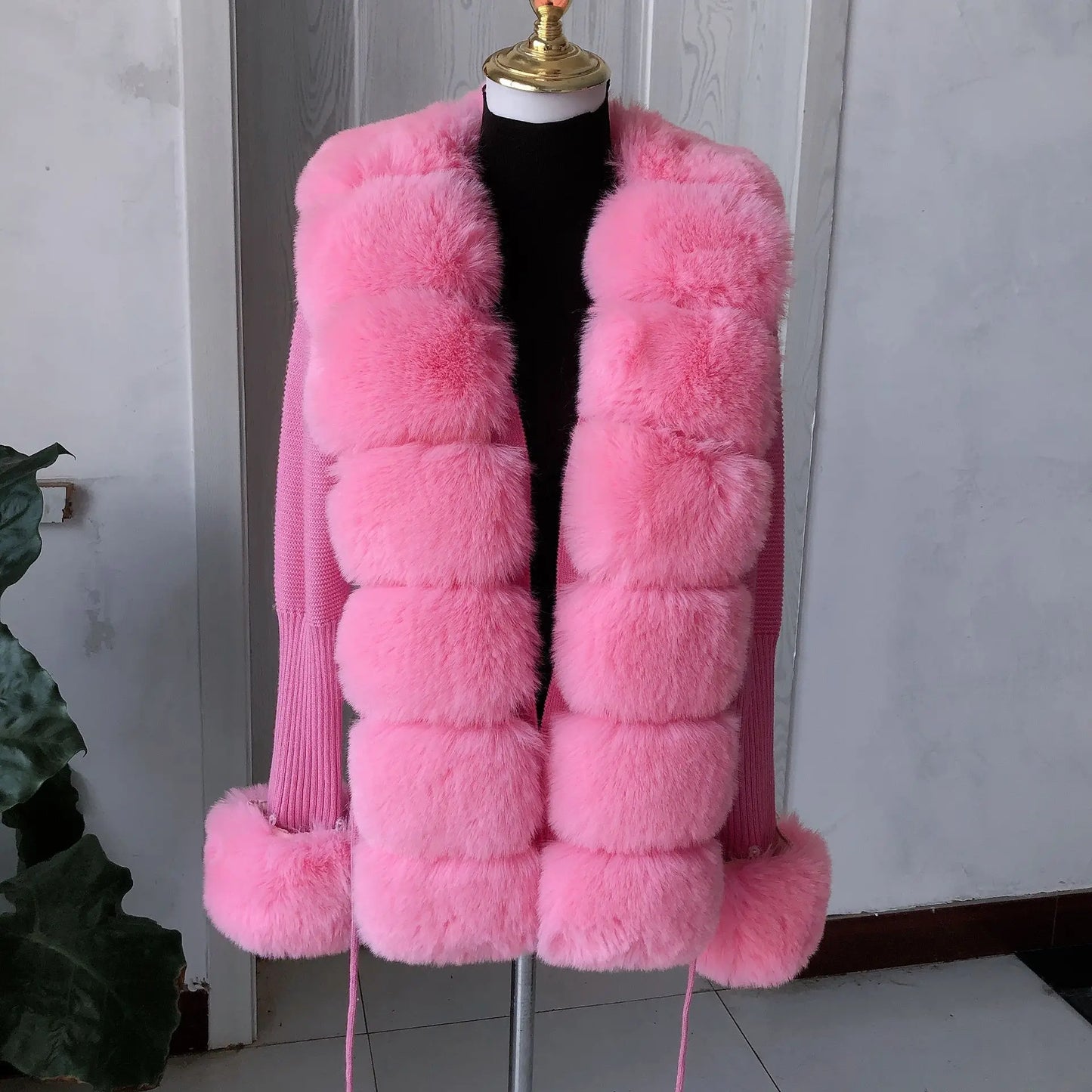 Faux Fur Knit Cardigan