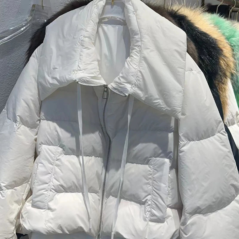 Puffer Coat with Fur Detail