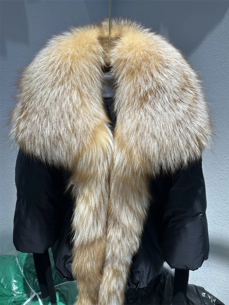 Fur Luxury Coat with Knit Sleeve