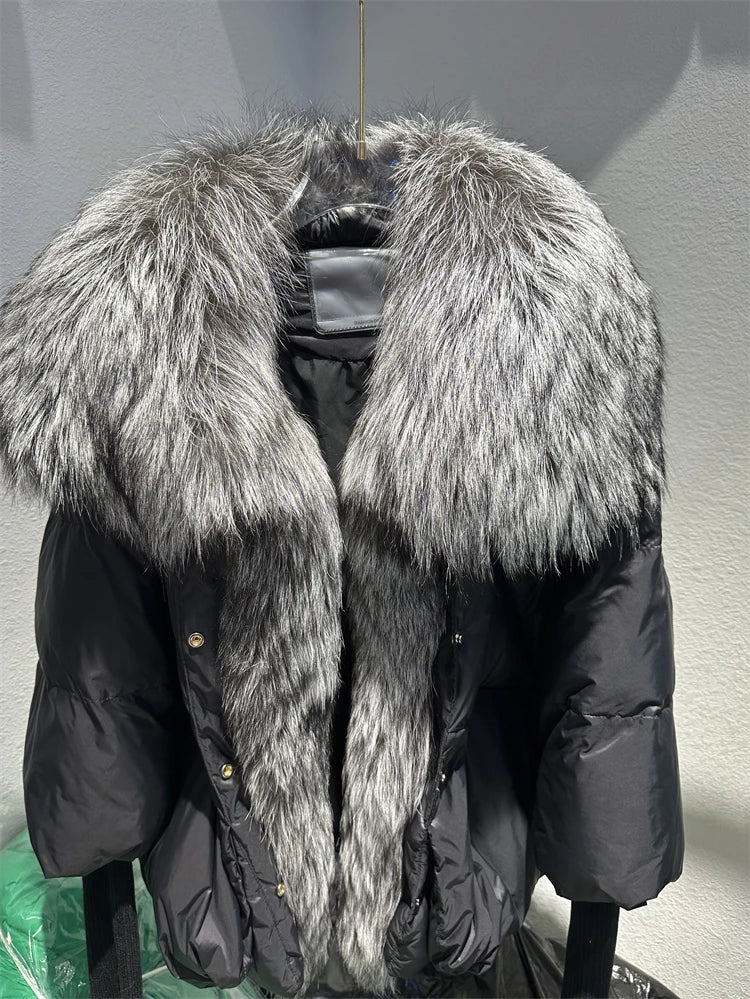 Fur Luxury Coat with Knit Sleeve