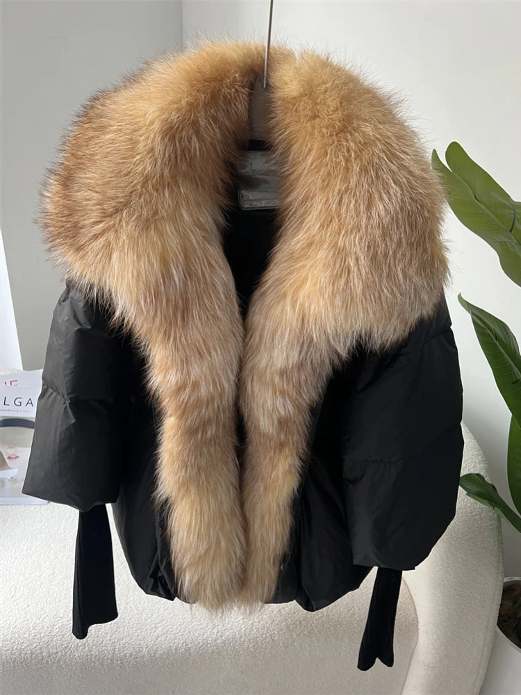 Fur Luxury Coat with Knit Sleeve