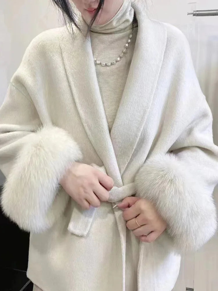 Elegant Long Sleeve Woolen Coat