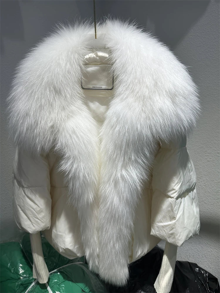 Fur Luxury Coat with Knit Sleeve