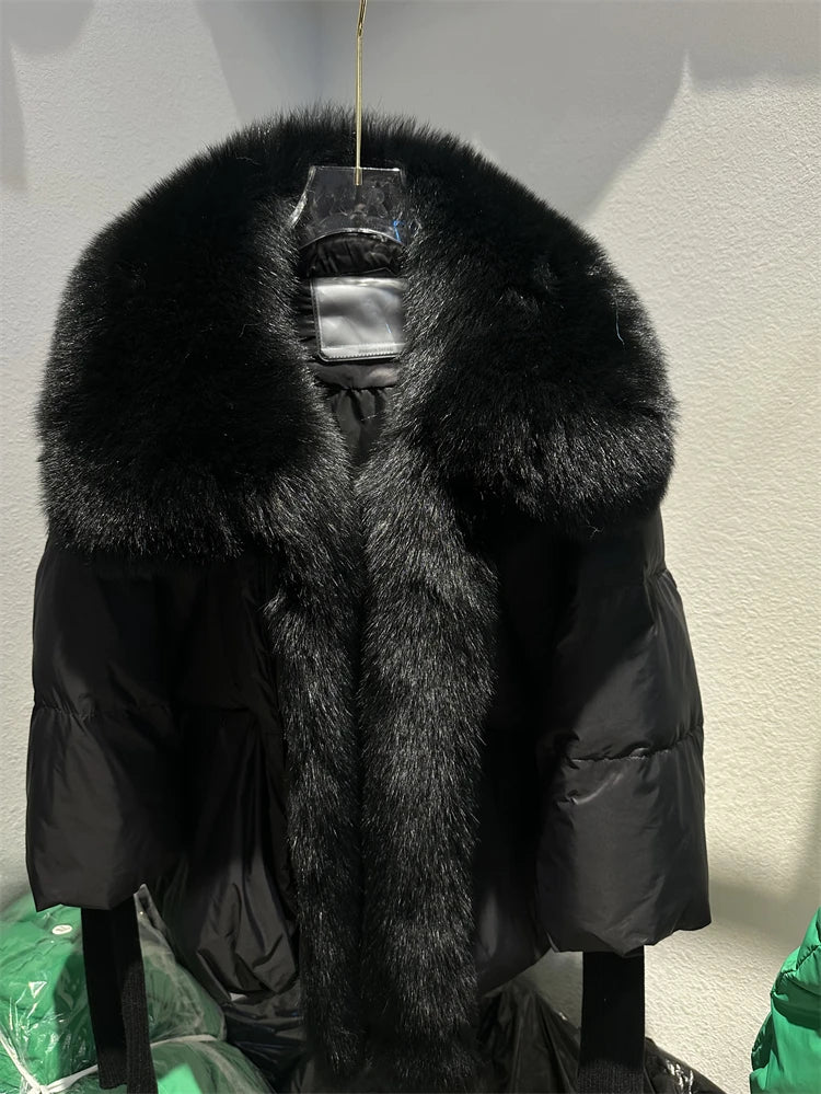 Fur Luxury Coat with Knit Sleeve